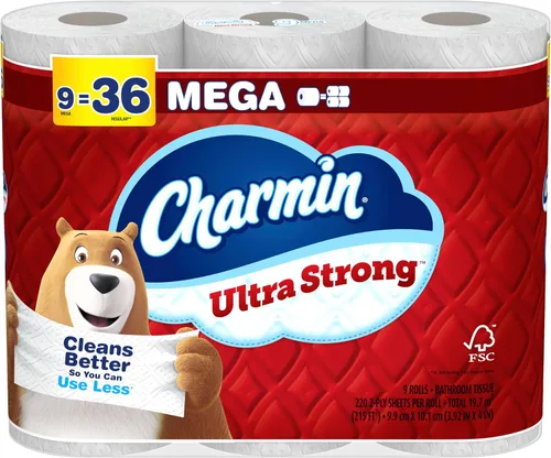 Vista 9 de Charmin Ultra Strong - Papel higiénico, Mega rollo, 18 rollos de 286 hojas por rollo
