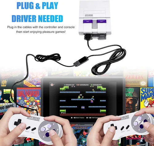 Vista 7 de SNES - Cable de extensión para controlador NES Classic (2 unidades, 10 pies) para controlador Super Nintendo SNES Classic Edition (2017) Mini NES