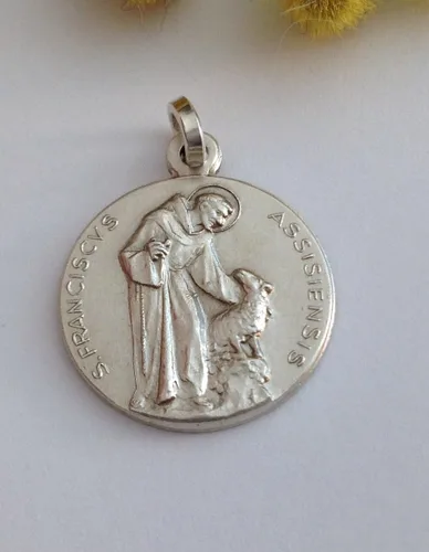 Vista 3 de I G J MEDALLA DE SAN FRANCISCO DE ASISI PLATA 925 - 100% HECHO EN ITALIA