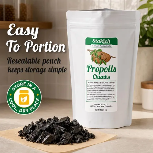 Vista 4 de Stakich Trozos de propóleo de abeja - Puro, Natural - 4 oz
