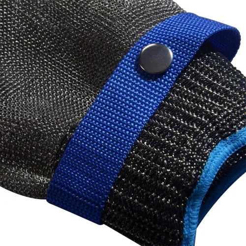 Vista 2 de Guantes de acero inoxidable resistentes a cortes, protección de grado 5, cómodos guantes de seguridad para corte de cocina para múltiples usos (L)