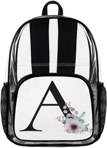 Vista 4 de TropicalLife Mochila transparente resistente aprobada para estadios de PVC transparente mochila transparente transparente transparente, A, Classic