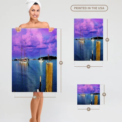 Vista 6 de 3dRose Dry Tortugas National Park - Harbor View from Garden Key (Textured) 22x30 Bath Hand Pool Towel