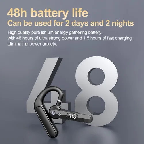 Vista 5 de Auricular de teléfono Bluetooth individual 48 horas auricular una pieza de oreja abierta Bud aire conducción ósea sin oído auriculares inalámbricos