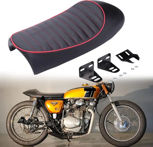 Vista 9 de DREAMIZER Asiento vintage para motocicleta Cafe Racer de Cuero PU compatible con Suzuki KZ400 KZ650 KZ750 TU250X GS450 GS750 GS1100 R75 R90 XJ550