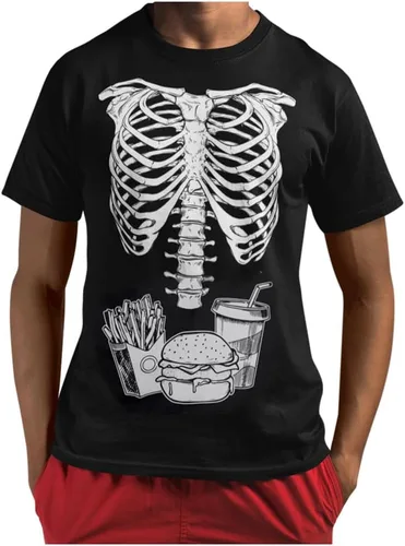 Vista 10 de Tstars Camisa de Halloween de calabaza para hombre, camiseta gráfica de cara de Jack-O'-Lantern, regalo divertido para fiestas de Halloween Negro