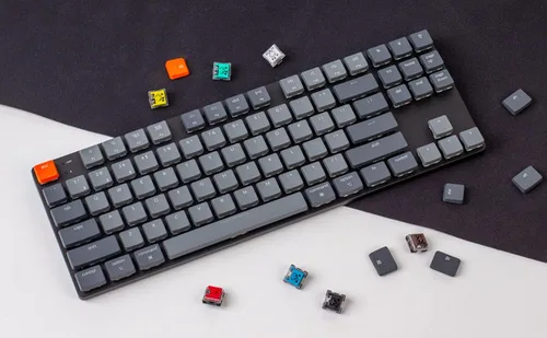 Vista 8 de Keychron K1 SE 87 teclas ultradelgado teclado mecánico inalámbrico Bluetooth USB con retroiluminación LED blanca interruptor óptico menta de perfil