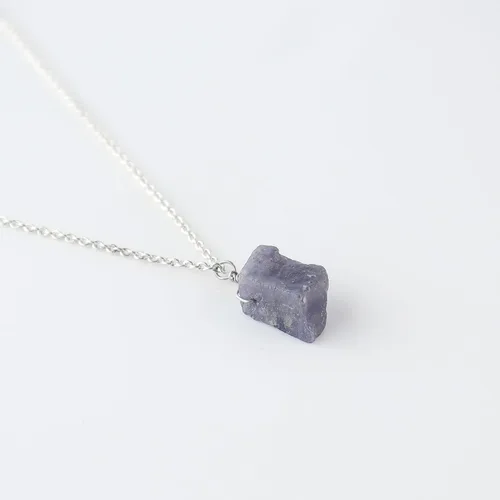 Vista 28 de Collar de piedras preciosas crudas piedras de nacimiento de plata