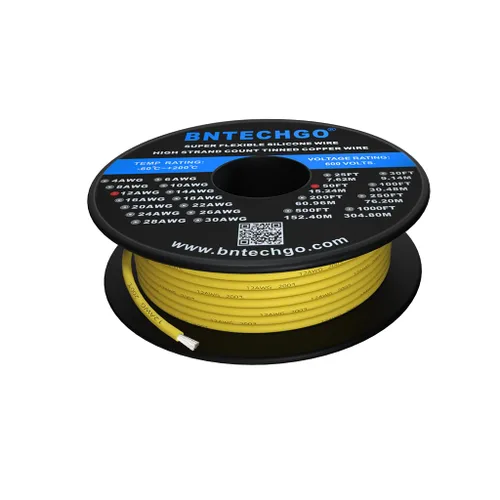 Vista 9 de BNTECHGO Carrete de alambre de silicona calibre 12, 50 pies, color marrón, flexible, 12 AWG, alambre de cobre estañado trenzado