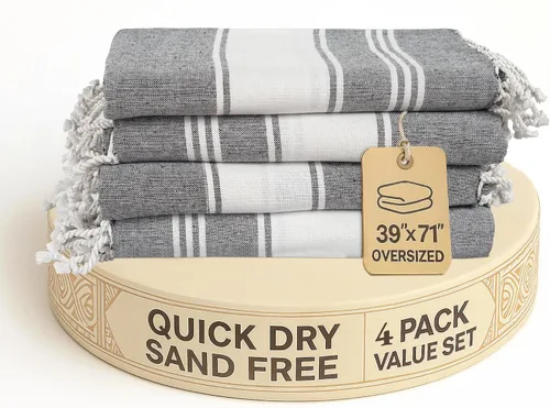Vista 34 de LANE LINEN Toalla de Playa, Paquete de 2 Toallas de Playa de Gran Tamaño, 39"x71", Toallas de Piscina de Secado Rápido para Adultos, Absorbentes a