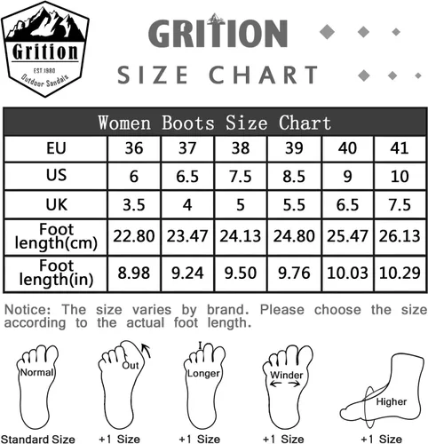 Vista 6 de GRITION Botas de senderismo para mujer, impermeables, de invierno, botines ligeros, para exteriores, altas, a la moda, con cordones, botas cálidas