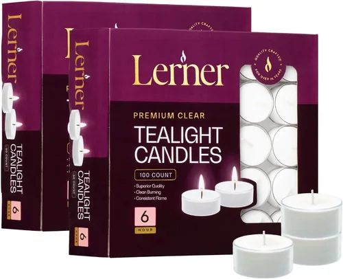 Vista 11 de Lerner - Velas de té en tazas transparentes, 50 unidades, velas de té blanco de 6 horas de combustión prolongada, velas calentadoras de té