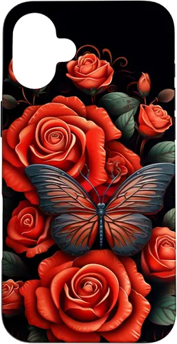 Vista 23 de Cute Butterfly Red Floral Flower Butterfly Rose Case for iPhone 17