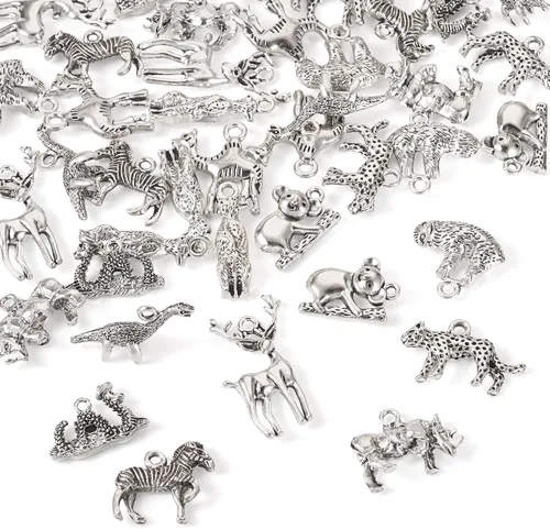 Vista 22 de Craftdady Colgantes de aleación de plata antigua estilo tibetano, bonitos dijes colgantes de metal, colgantes de animales vintage, dijes colgantes
