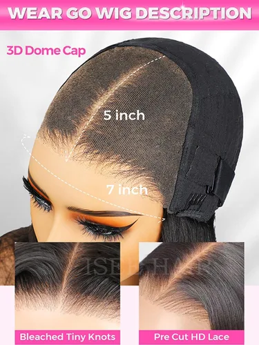 Vista 4 de Pelucas de encaje frontal HD de cabello humano ISEE con textura rizada y crespa listas para usar, pelucas de encaje sin pegamento para mujeres, sin