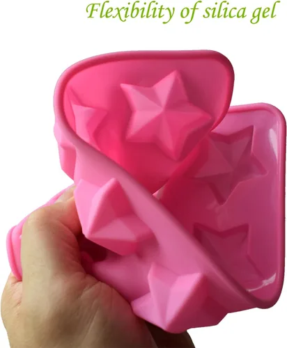 Vista 5 de Molde de chocolate con estrella, reutilizable de silicona de cinco puntas para hacer chocolates, cubitos de hielo, gelatinas y dulces (rosa)