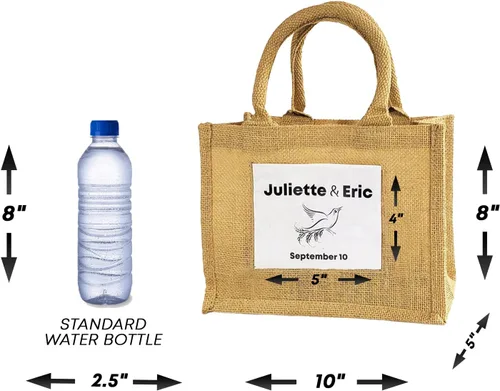 Vista 5 de Bolsas de arpillera rústicas para bodas bolsas promocionales de yute (paquete de 6)