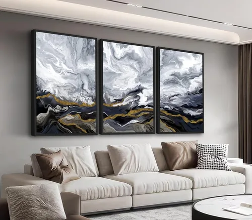 Vista 14 de Arte de Pared Botánico Enmarcado Grande - Decoración de Pared de Hojas Tropicales 16"x24" Juego de 3 Impresiones de Arte Bohemio Beige Pintura