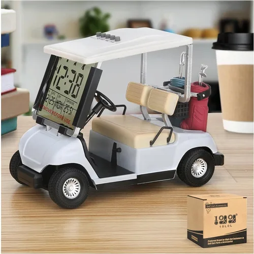 Vista 9 de 10L0L Mini carrito de golf, despertador, pantalla LCD, calendario, regalos de golf para hombres, aficionados, golfistas, recuerdo de carrera Verde