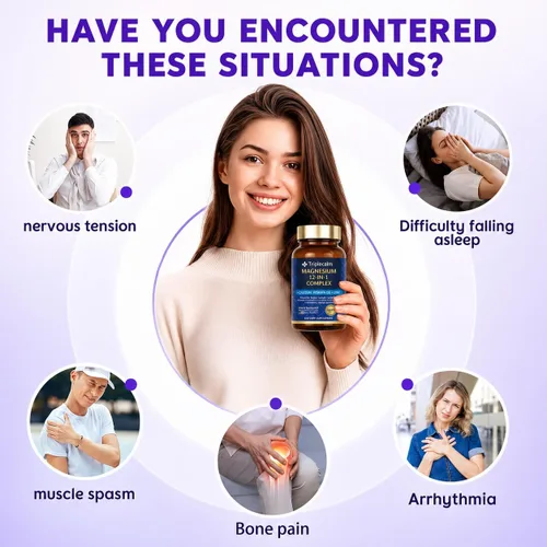 Vista 6 de Complejo de magnesio 12 en 1 para mujeres y hombres, suplemento de magnesio de alta absorción de 1000 mg con glicinato, citrato, malato y taurato