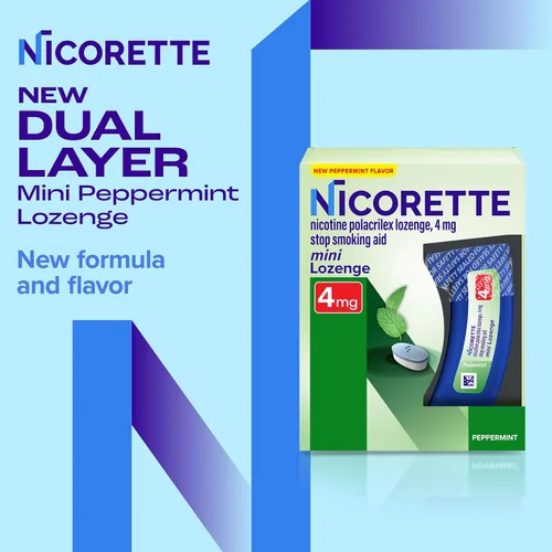 Vista 2 de Nicorette Mini pastillas de nicotina, 4 mg de ayuda para dejar de fumar, sabor a menta, 20 unidades Quit Smoking Aid, Reduces Nicotine Cravings