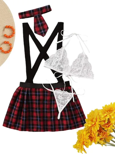 Vista 5 de SheIn Conjunto de lencería sexy de 4 piezas para mujer