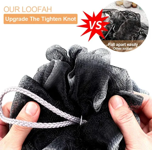 Vista 2 de Esponja de baño de lufa, juego de esponja suave para ducha, extra grande, de malla, para hombres y mujeres, exfoliante, esponja de lavado, limpia