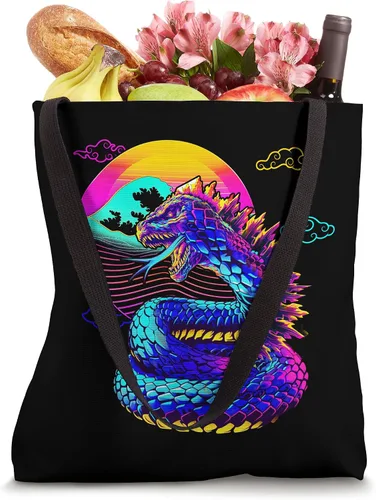 Vista 4 de Cool Streetwear synthwave 80s 90s retro anime snake dragon Tote Bag