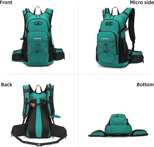 Vista 9 de Mochila de hidratación, mochila de agua para senderismo con vejiga de agua de 3 L, paquete de hidratación aislada, ligera, hidropack ideal para Verde