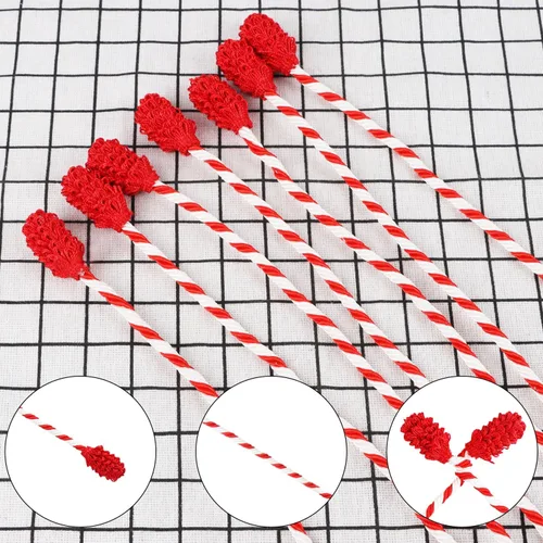 Vista 3 de DIYASY Lazos para Guirnaldas de Escalera, 12 Piezas Lazos Decorativos Rojos y Blancos para Barandillas de Escaleras Lazos de Torsión Envolturas