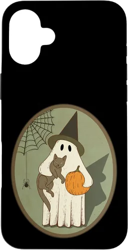 Vista 22 de iPhone 16 Vintage Ghost with Cat Halloween Graphic Case