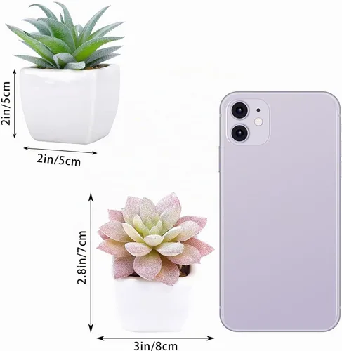 Vista 2 de Funarty juego de 5 plantas suculentas artificiales en maceta para decoración del hogar