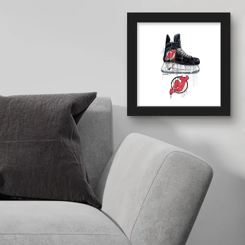 Vista 3 de Trends International Gallery Pops NHL New Jersey Devils - Arte de pared de patín de goteo, versión enmarcada negra, 12 x 12 pulgadas
