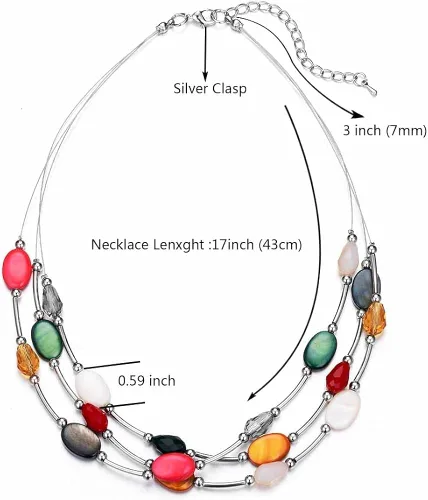 Vista 6 de Collar a capas con cristal para mujer, gargantilla con cadena de plata gruesa, regalo de cumpleaños para mujer