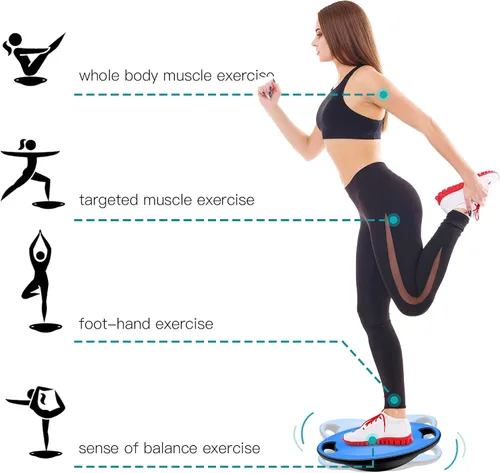 Vista 6 de Wobble Balance Board, Exercise Balance Stability Trainer Portable Balance Board with Handle for Workout Core Trainer Physical Therapy & Gym No-Skid