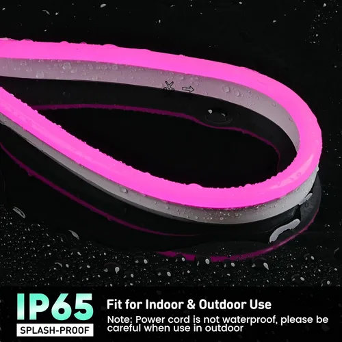 Vista 4 de GZBtech Tira de luces LED flexibles de neón de 50 pies, tira de luz impermeable CA de 110-120 V, 120 LEDs/M, iluminación de neón conectable para Rosa