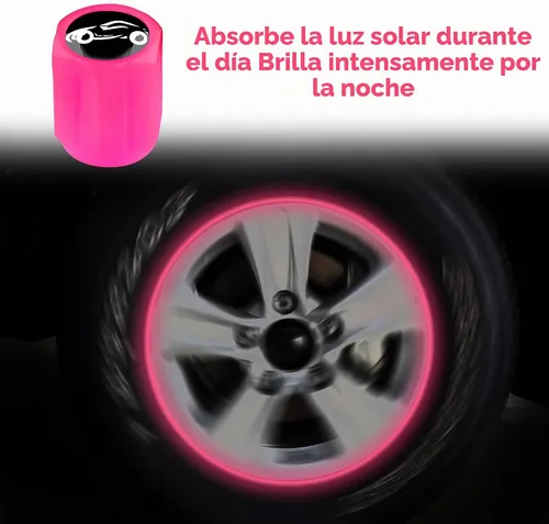 Vista 3 de 16 tapas fluorescentes para válvulas de neumáticos, tapa de válvula de aire para rueda auto luminosa, accesorios de decoración universales
