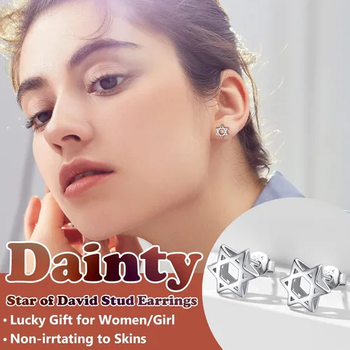 Vista 2 de Silvora Aretes de plata de ley con estrella de DavidOjo de Horus para mujeres, adolescentes y niñas, delicado embalaje de regalo