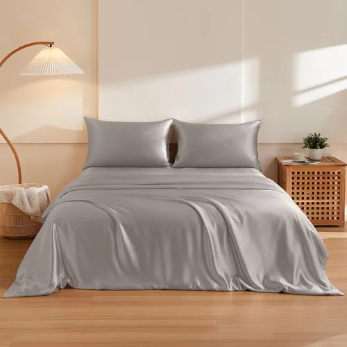Vista 11 de THXSILK Juego de funda de edredón de seda de morera 100% pura de 3 piezas, ropa de cama de lujo ultra suave de grado 6A+, sábanas de seda