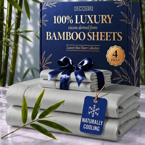 Vista 10 de DECOLURE Sábanas 100% Viscosa Derivada de Bambú Tamaño Individual - Sábanas de Lujo de 3 Piezas Naturalmente Refrescantes, Juego de Cama Ultra Suave