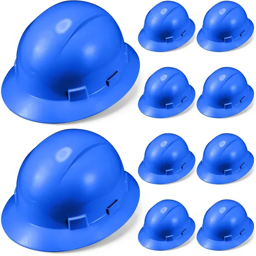 Vista 10 de 10 Pack Casco de ala completa, Casco de construcción blanco, Casco de seguridad HDPE con suspensión de trinquete ajustable de 6 puntos para hombres