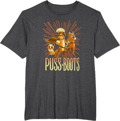 Vista 64 de DreamWorks Puss in Boots: The Last Wish Cat Trio Poster - Camiseta pequeña Negro