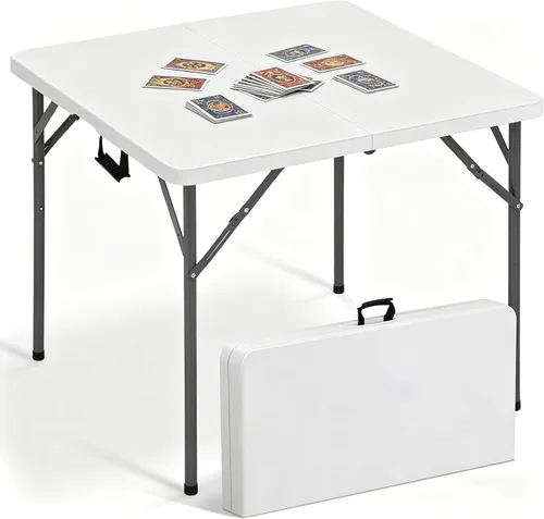 Vista 15 de Mesa Plegable de 4 Pies de Altura Ajustable con Asa Incorporada, Mesa Plegable Portátil de Servicio Pesado de 4 Pies con Patas de Acero