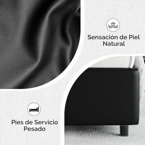 Vista 6 de REVOMINCA Base de cama individual con luces LED, plataforma tapizada de piel sintética con cabecera de ala plateada, estilo moderno, no necesita