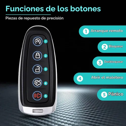 Vista 5 de HelloAuto Llavero apto para Ford Explorer Edge 2011-2015, control de entrada remota inteligente sin llave con arranque remoto para Taurus Focus