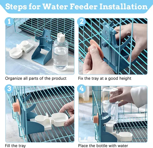 Vista 7 de Hamiledyi - Set de comederos sin ensuciar para pájaros con dispensador de agua, contenedor de semillas para periquitos, comedero automático