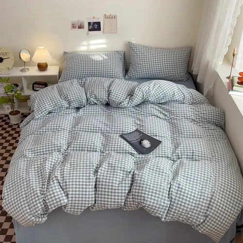 Vista 19 de DONEUS Juego de funda de edredón a cuadros 100% algodón lavado como lino súper suave y cómodo, juego de ropa de cama de 3 piezas a cuadros negros