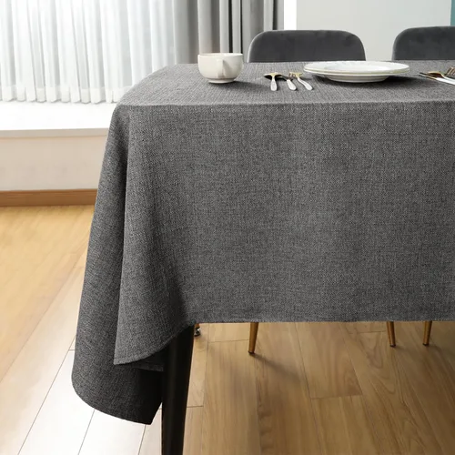 Vista 26 de Mantel rectangular de lino texturizado de 47 x 63 pulgadas, impermeable, a prueba de derrames, lavable, sin arrugas, mantel para mesa de comedor