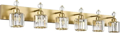 Vista 20 de PRESDE Aplique de pared de cristal único, lámpara de tocador cromada moderna, lámpara de pared de 1 luz para baño, dormitorio, pasillo
