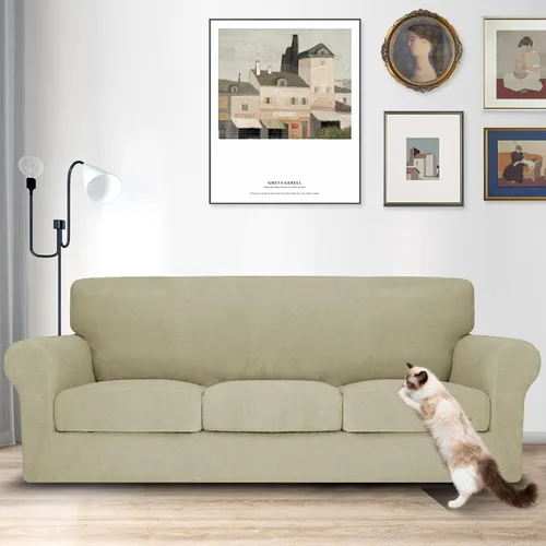 Vista 76 de MAXIJIN 2 piezas de fundas para silla con brazos, funda para silla de sofá para sala de estar, funda elástica para perros para una silla con 1 cojín
